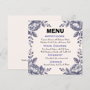 Mariage botanique vintage gravure Menu