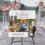 Mariage Bourgogne Bienvenue 5 Photo Love Story<br><div class="desc">Bienvenue à notre Love Story, panneau d'accueil multi photo mariage. "Bienvenue" est écrit en calligraphie bordeaux élégante et vous pouvez personnaliser le texte restant avec votre texte personnalisé, y compris les noms de mariée et de mariée, votre date et lieu de mariage. Le modèle photo est configuré pour afficher vos...</div>