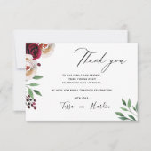Mariage Bourgogne Carte de remerciements Floral (Devant)
