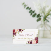 Mariage Bourgogne Floral Registre Insertion Carte (Debout devant)