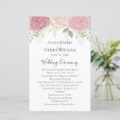 Mariage Bourgogne Rose Floral Aquarelle Programme (Debout devant)