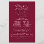 Mariage Bourgogne Rose Floral Aquarelle Programme (Dos)