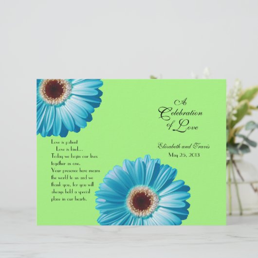 Mariage Bright Blue Daisy Programme (Debout devant)