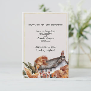 Mariage britannique à toit de chaume Save the Date