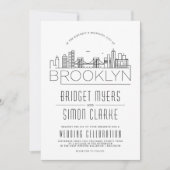 Mariage Brooklyn | Invitation Skyline stylisée (Devant)
