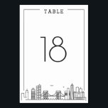 Mariage Brooklyn | Numéro de table<br><div class="desc">Une carte de numéro de table de mariage élégante mais minimale pour un mariage qui se déroule dans la merveilleuse ville de Brooklyn,  New York. Il dispose d'un numéro de table simplifié reposant au-dessus d'une version stylisée de l'horizon unique de la ville populaire.</div>
