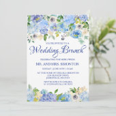 Mariage Brunch Invitations Floral bleu (Debout devant)