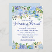 Mariage Brunch Invitations Floral bleu (Devant / Derrière)