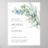 Mariage Budget de Sage Greenery Affiche de bienven (Devant)