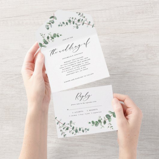 Mariage Budget Eucalyptus invitation botanique + r (Déchirure)