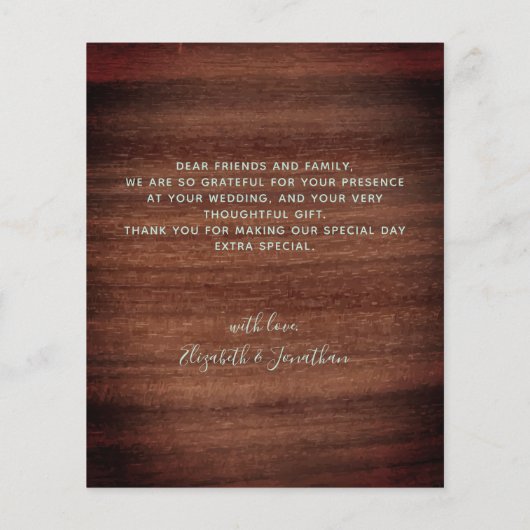 Mariage Budget Rustic 3 Carte de remerciements pho (Dos)