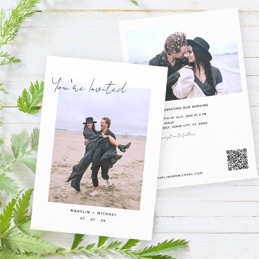 Mariage Budget Simple Invitation Photo Moderne