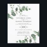 mariage budget vert invitation Eucalyptus<br><div class="desc">Budget Eucalyptus verdure feuillage moderne minimaliste jardin fête Mariage Invitations. Design botanique contemporain simple.</div>