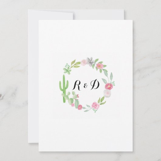 Mariage Cactus Fiesta Wreath Party Invitation Flor (Dos)