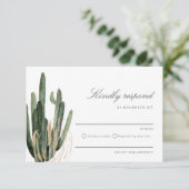 Mariage Cactus moderne Kindly Répondre carte RSVP (Debout devant)