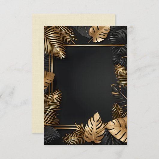 mariage cadre or feuille invitation (Devant / Derrière)