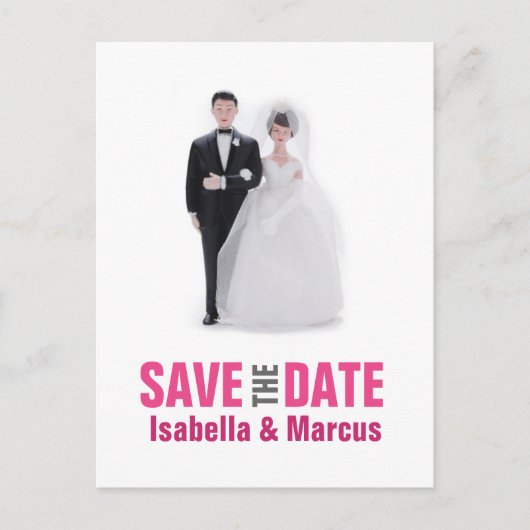 Mariage Cake Topper Enregistrer la date Carte post (Devant)