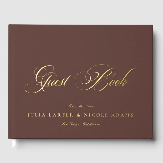 Mariage Calligraphie Brun Or Chocolat Classique (Recto)