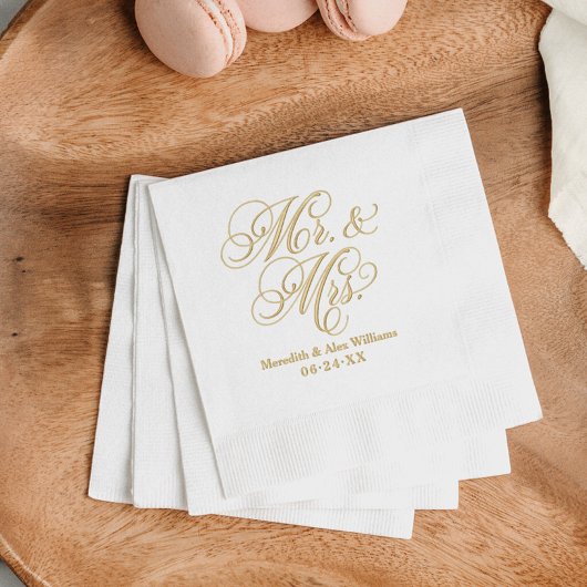 Mariage calligraphié M. et Mme en or orné