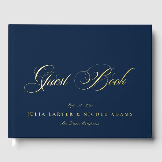Mariage Calligraphié Or Bleu Nuit Classique (Recto)
