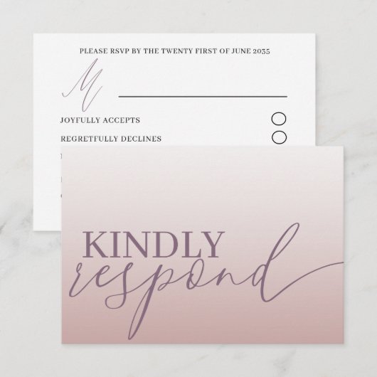 Mariage Calligraphie RSVP Or Rose Moderne (Devant / Derrière)