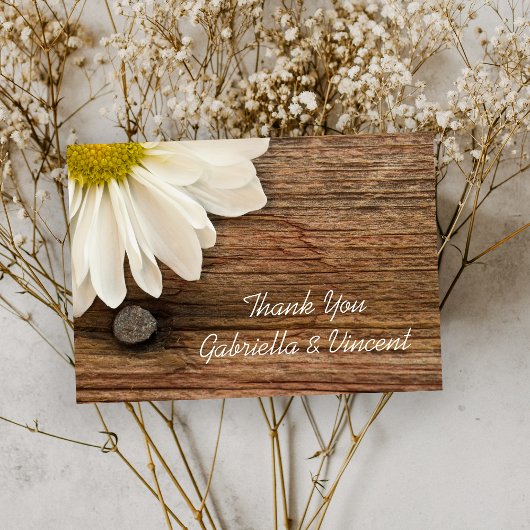 Mariage campagnard Daisy and Barn Wood Merci Note