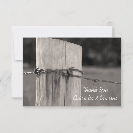Mariage campagnard de clôture rurale Merci Note (Devant)