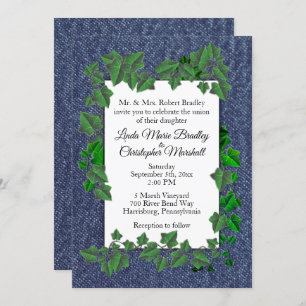 Mariage campagnard Denim Vines Invitation 5" x 7"