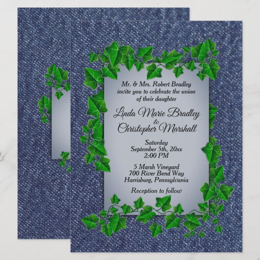 Mariage campagnard Denim Vines Invitation 6,5 po x (Devant / Derrière)