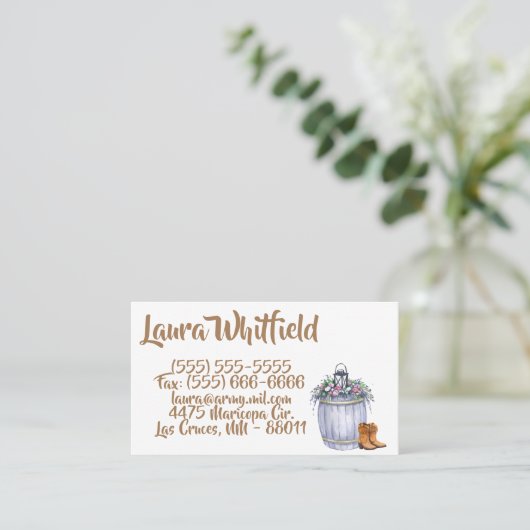 Mariage campagnard d'été carte de visite Rustic Wa (Debout devant)