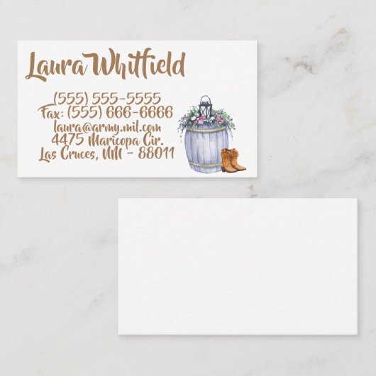 Mariage campagnard d'été carte de visite Rustic Wa (Devant / Derrière)