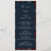 mariage campagnard écossais bleu programme et menu (Devant)