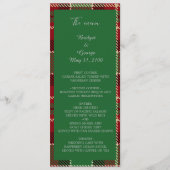 mariage campagnard écossais vert programme et menu (Devant)