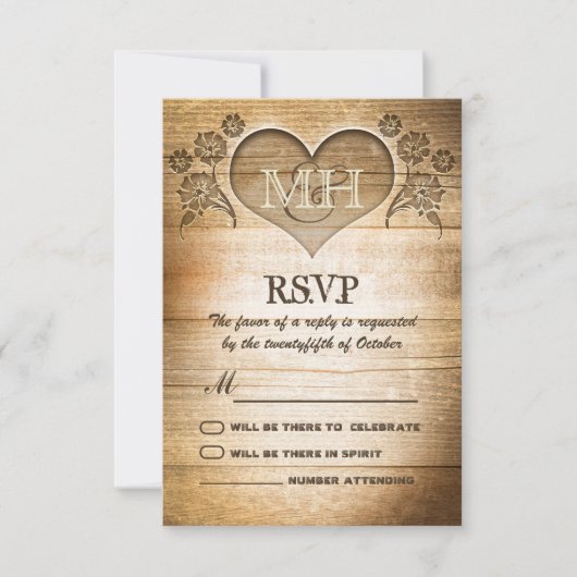 mariage campagnard en bois rustique RSVP (Devant)