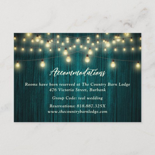 Mariage campagnard en bois turquoise Carte d'héber (Devant)