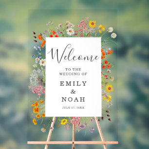 Mariage campagnard Fleur sauvage coloré Bienvenue