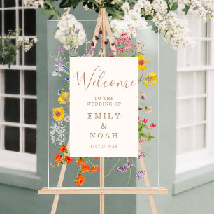 Mariage campagnard Fleur sauvage coloré Bienvenue