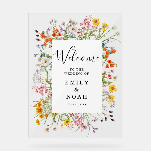 Mariage campagnard Fleur sauvage coloré Bienvenue (Recto)