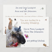 Mariage campagnard ou Fiançailles : invitations (Devant / Derrière)