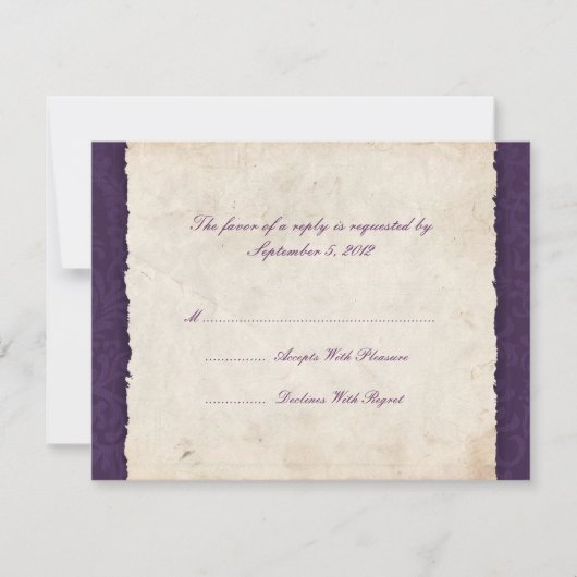 Mariage campagnard pourpre RSVP (Devant)