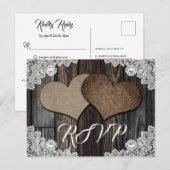 Mariage campagnard rustique RSVP carte postale cho (Devant / Derrière)
