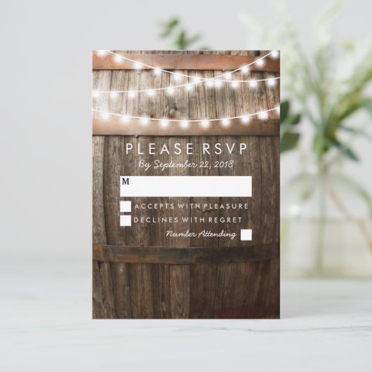 Mariage campagnard rustique RSVP | Chaîne de lumiè (Debout devant)