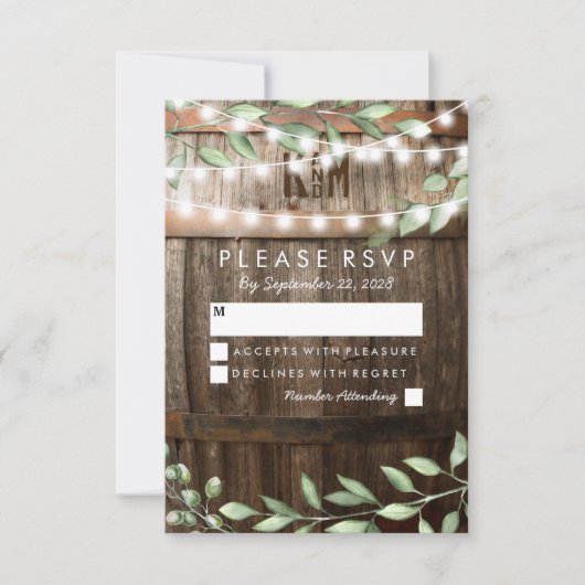 Mariage campagnard rustique RSVP | Feuillage de ve (Devant)