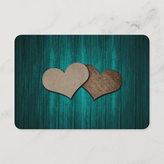 Mariage campagnard turquoise Hotel Carte d'héberge (Dos)