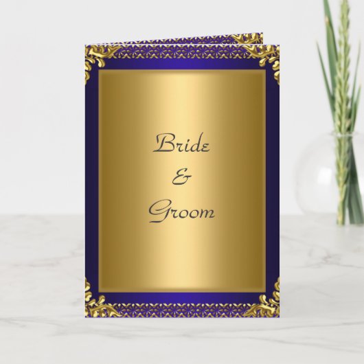 Mariage Card Invitation Gold Royal Blue (Devant)