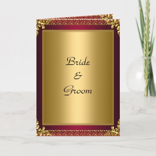 Mariage Card Invitation Or rouge (Devant)