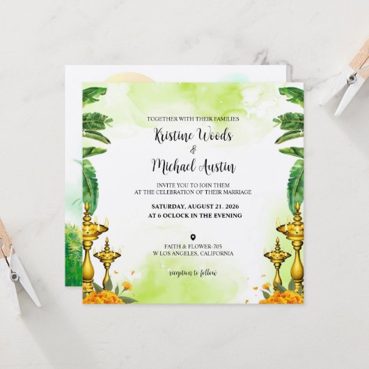 Mariage Card Water Color Invitation (Devant/Arrière en situation)