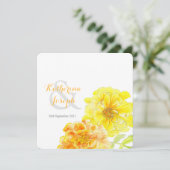 Mariage carré marigolds aquarelle jaune invitation (Debout devant)