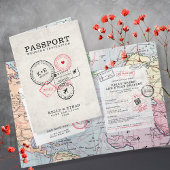 Mariage Carte de destination du passeport beige