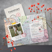 Mariage Carte de destination du passeport beige